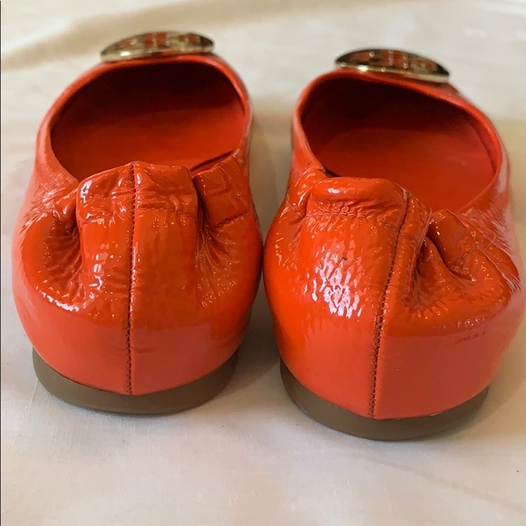 Tory Burch Orange Ballet Flats w Gold HW Size 8.5 - Picture 8 of 8